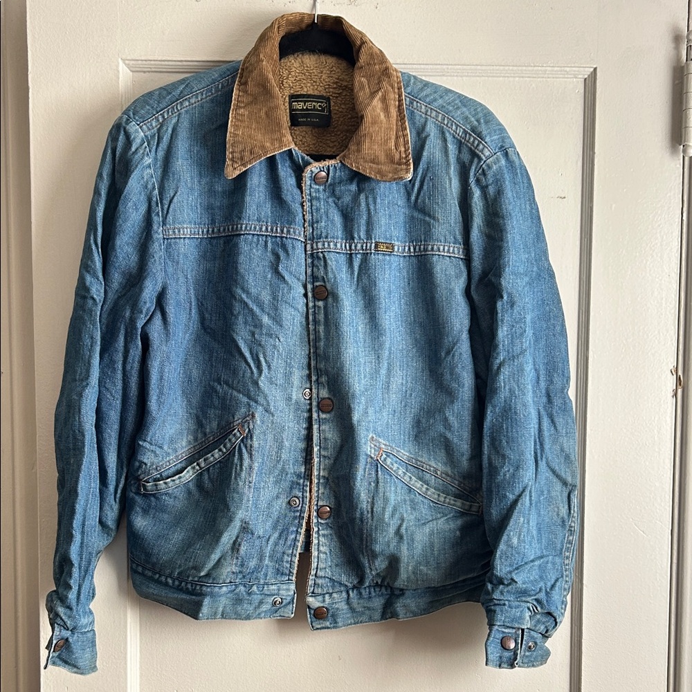 *Featured in Stranger Things* Vintage Fleece Lined Maverick Blue Jean Jacket